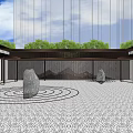 Modern Garden Landscape Design With Trees Greenery Pathways And Pavilion Structures