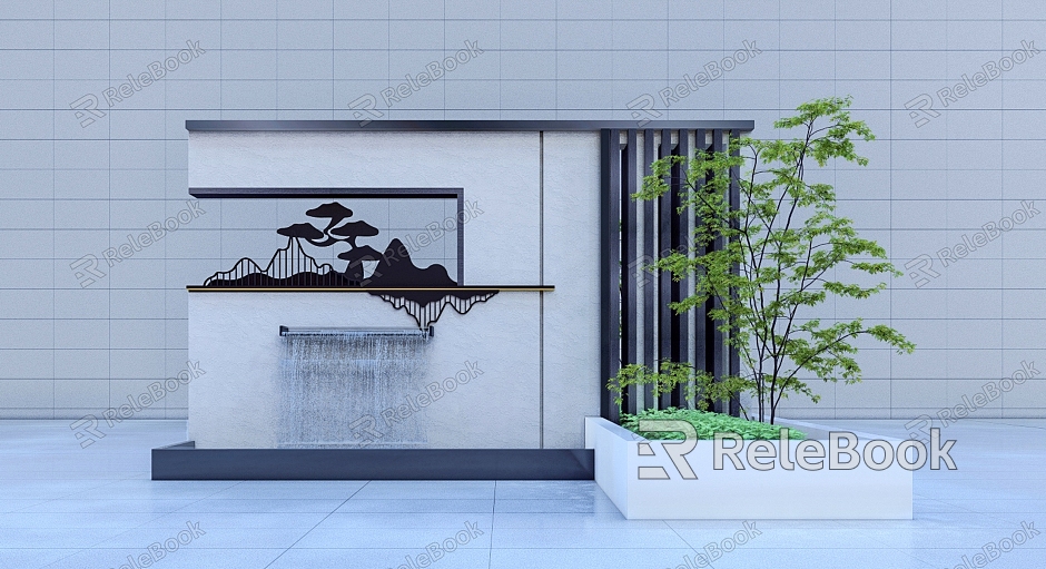 Modern landscape wall Courtyard landscape wall Home landscape wall Stacked water landscape wall model