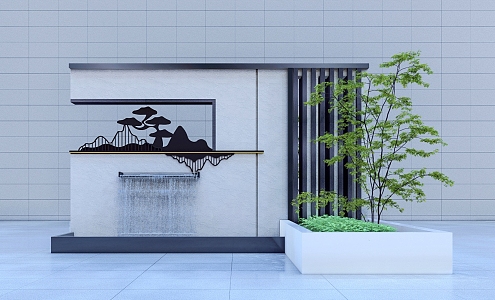 Modern landscape wall Courtyard landscape wall Home landscape wall Stacked water landscape wall 3d model