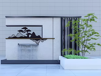 Modern landscape wall Courtyard landscape wall Home landscape wall Stacked water landscape wall 3d model