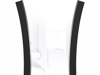 Modern Black Curved Frame Full Length Mirror In Bedroom With White Background 3d model