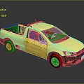 Yellow Single Cab Pickup Truck With Roof Rack Black Bumper And Silver Wheels