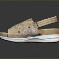 Beige Sandals With Floral Embroidery Ankle Strap And White Sole For Comfortable Casual Wear