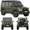 Green Luxury Off Road SUV Car With Spare Tire And Unique Headlights