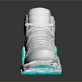 Gray High Top Sneakers With Blue Neon Accents On Sole And Reflective Design