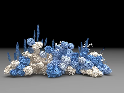 Elegant Blue And White Floral Display With Hydrangeas And Spikes 3d model