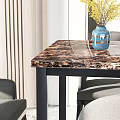 Modern Dining Table Brown Marble Dining Table 3d model