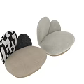 Modern Single Sofa With Beige Cushion Black White Geometric Pattern Backrest And Wooden Base