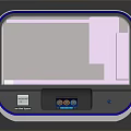 White Modern Device With Purple Transparent Window And Digital Control Panel