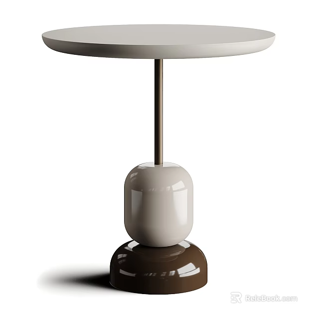Modern Coffee Table With Round White Top And Spherical Two Tone Base 3d model