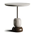 Modern Coffee Table With Round White Top And Spherical Two Tone Base 3d model