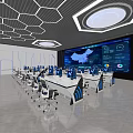Modern Monitoring Control Room Featuring Multiple Computer Screens And Large China Map
