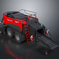 Case IH Red Combine Harvester With Large Tires Ladder And Unloading Ramp