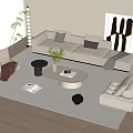 Minotti Sofa Coffee Table Combination Multi-person Sofa Lazy Sofa Dream Curtain Floor Lamp 3d model