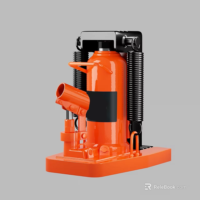 Orange Hydraulic Jack Heavy Duty Lifting Tool With Spring And Stable Base 3d model