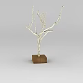 Sturdy Locker With Silver Branch Decor And Brown Square Base On White Background