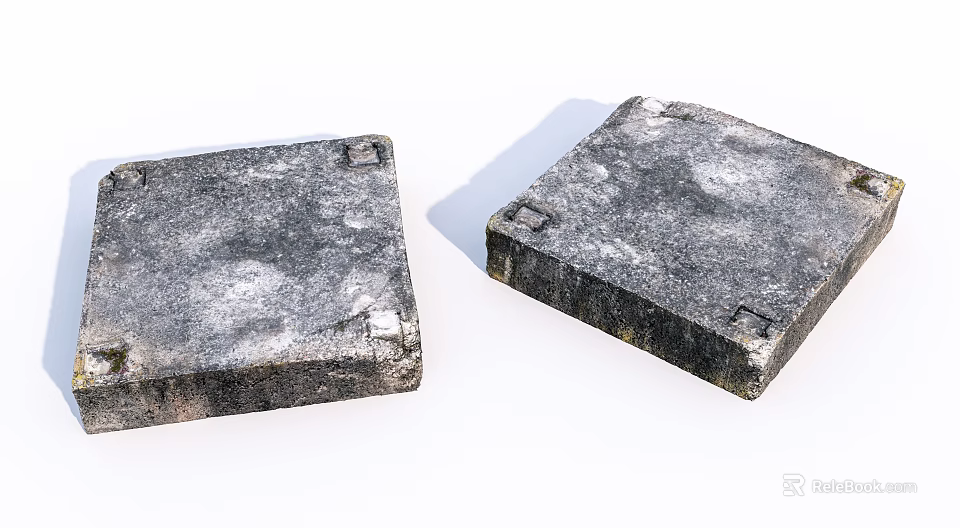 Natural Stone And Wood Square Blocks With Textured Surface For Home Decor 3d model 