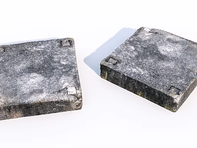 Natural Stone And Wood Square Blocks With Textured Surface For Home Decor 3d model