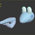 Playful Blue Cartoon Frog Creature With Big Eyes And Finger Shaped Character