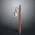 Classic Wooden Post Lantern Design With Metal Frame And Glass Panel