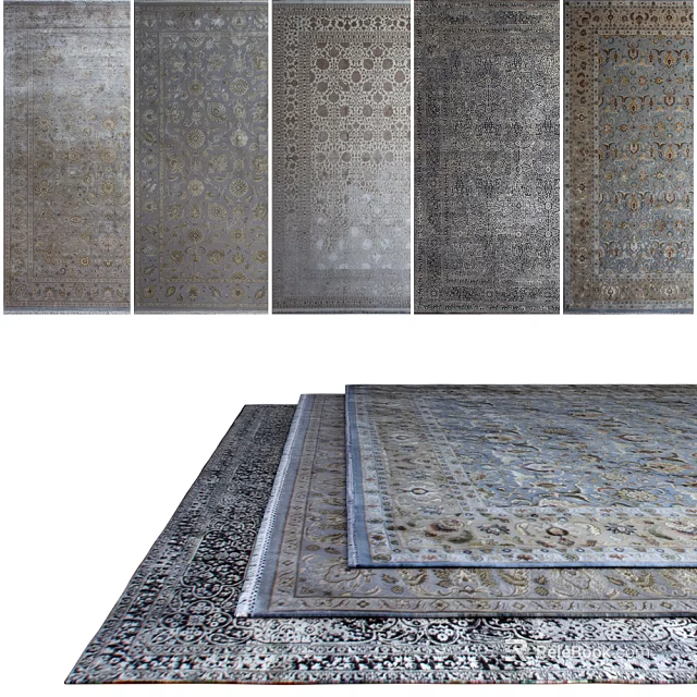 Square Rugs with Various Intricate Patterns and Decorative Designs 3d model 