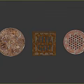 Decorative Round And Square Manhole Covers With Perforated Patterns And Designs 3d model