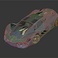 Futuristic Silver Sports Car With Sleek Body Red Rims And Black Roof Design