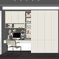 Modern desk and chair desk bookcase 3d model