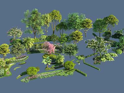 Arbor Trees In Diverse Landscaping Scene With Various Species And Lush Greenery 3d model