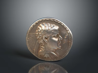 Vintage Silver Coin With Detailed Head Profile As Decorative Household Item 3d model