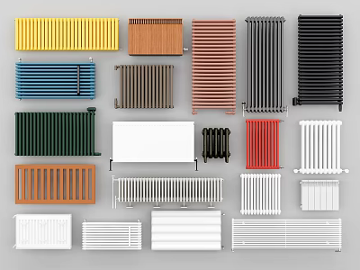 Various Modern Radiator Designs In Different Colors And Styles For Home Heating Systems 3d model