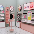 Modern Specialty Store Interior With Round Display Shelves Sofa Seating Polished Floors And Product Showcases