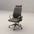 Gray Modern Office Chair With High Back Metal Armrests And Swivel Wheels