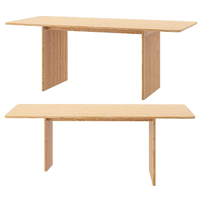 Natural Wooden Dining Table With Matching Bench For Simple Home Dining Space 3d model