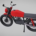 Red Vintage Motorcycle Design With Round Headlight And Off road Tires