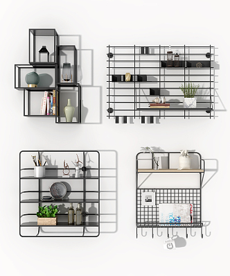 Industrial LOFT Wall Rack Iron Wall Hanging Rack 3d model