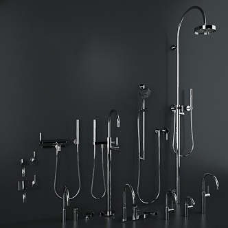 Shower kitchen faucet combination 3d model