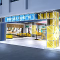 Restaurant Entrance at Xinyue Square with Colorful Ceiling and Modern Interior Design