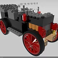 Building Blocks Vintage Car Model With Red Wheels And Black Body Design