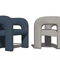 Modern Blue and Beige Leisure Chairs with Curved Silhouette and Soft Upholstery Design