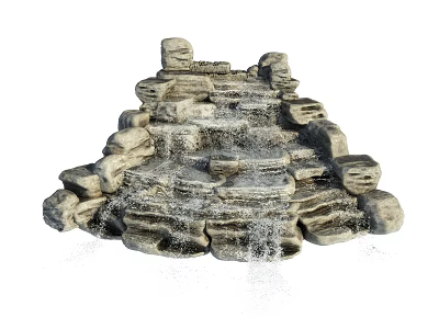 Decorative Small Garden Ornament With Natural Stone Waterfall And Flowing Water 3d model