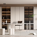 Home Study Desk Bookcase Ornaments Vase Book Single Chair Stool Decorative Cabinet Computer Wardrobe 3d model