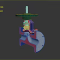 Mechanical Valve Assembly With Colorful Green Red Blue And Metallic Components