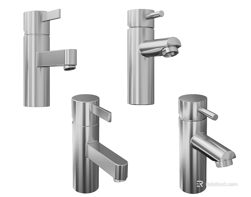 Modern Stainless Steel Water Faucets With Various Design Styles For Home Decoration 3d model 