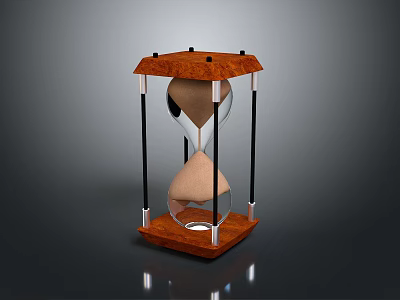 Elegant Hourglass Design With Wooden Base Metal Frame And Glass Sand Container 3d model