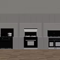 Modern Kitchen With Cabinets Coffee Machine Gas Stove And Oven Appliances
