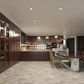 Modern Open Concept Dining Room Living Area With Pendant Lights Dining Table Chairs And Cabinets