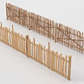 Natural Wooden Garden Fence With Spiked Tops And Rural Design Elements