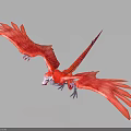 Red Dragon Like Creature Flying With Spread Red Wings White Head Against Dark Background Reflection 3d model