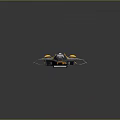 Futuristic Yellow And Black Spaceship With Pink Thrusters And Sleek Design